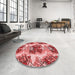 Round Patterned Light Coral Pink Rug in a Office, pat3109rd