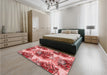 Patterned Light Coral Pink Rug in a Bedroom, pat3109rd