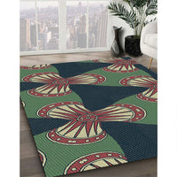 Patterned Charcoal Black Novelty Rug, pat310