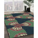 Patterned Charcoal Black Novelty Rug in Family Room, pat310