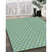 Patterned Green Rug in Family Room, pat311lblu