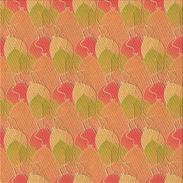 Round Patterned Orange Red Orange Rug, pat3110org