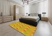 Patterned Neon Orange Rug in a Bedroom, pat3110yw