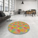 Round Patterned Red Novelty Rug in a Office, pat3110