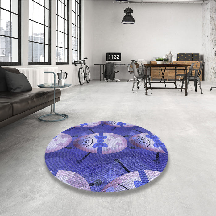 Round Patterned Purple Mimosa Purple Rug in a Office, pat3111blu