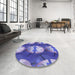 Round Patterned Purple Mimosa Purple Rug in a Office, pat3111blu