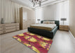 Patterned Crimson Red Rug in a Bedroom, pat3111brn