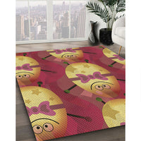 Patterned Crimson Red Rug, pat3111brn