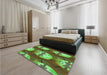 Patterned Green Rug in a Bedroom, pat3111grn