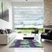 Square Patterned Purple Rug in a Living Room, pat3111lblu