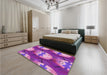 Round Machine Washable Transitional Orchid Purple Rug in a Office, wshpat3111pur