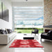 Square Patterned Red Rug in a Living Room, pat3111rd