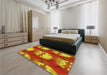 Patterned Neon Red Rug in a Bedroom, pat3111yw