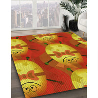 Patterned Neon Red Rug, pat3111yw