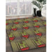 Patterned Hazel Green Rug in Family Room, pat3112brn