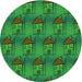 Square Patterned Neon Green Rug, pat3112grn