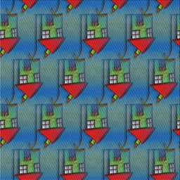 Square Patterned Seafoam Green Novelty Rug, pat3112