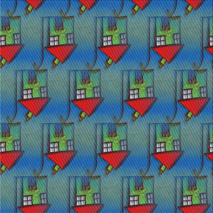 Square Patterned Seafoam Green Novelty Rug, pat3112