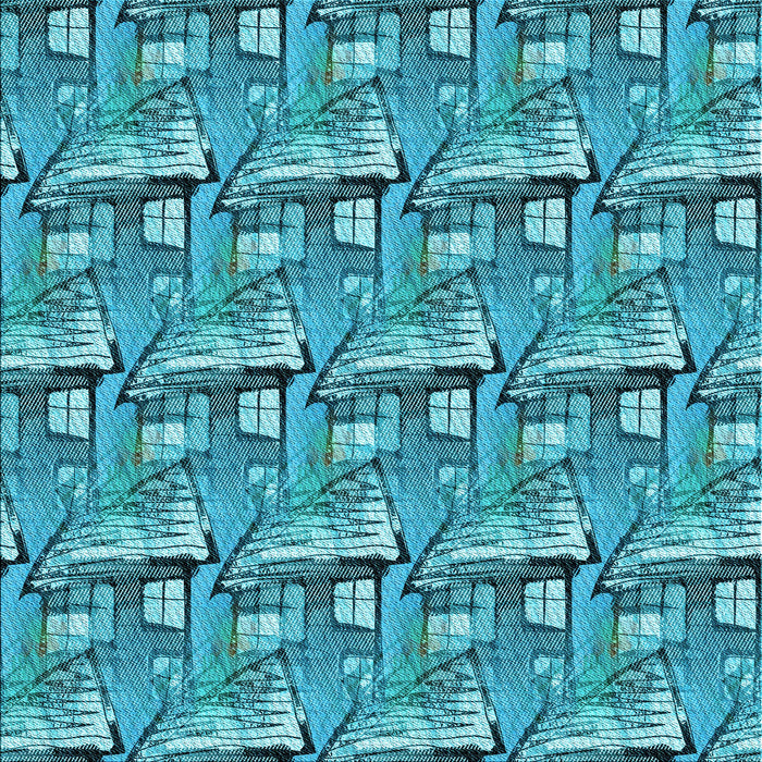 Round Patterned Dark Cyan Green Rug, pat3113lblu