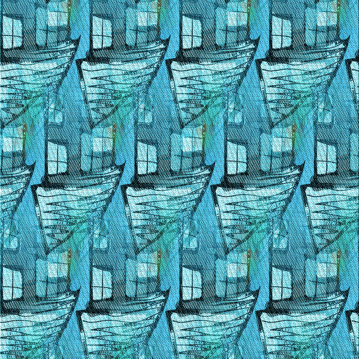 Patterned Dark Cyan Green Rug, pat3113lblu