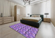 Patterned Bright Lilac Purple Rug in a Bedroom, pat3113pur