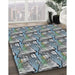 Patterned Light Steel Blue Novelty Rug in Family Room, pat3113