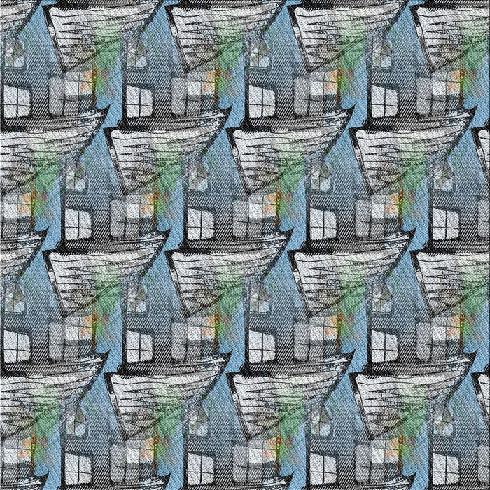 Square Patterned Light Steel Blue Novelty Rug, pat3113