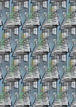 Patterned Light Steel Blue Novelty Rug, pat3113