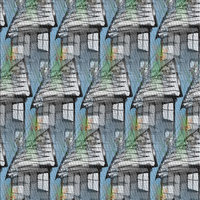 Patterned Light Steel Blue Novelty Rug, pat3113