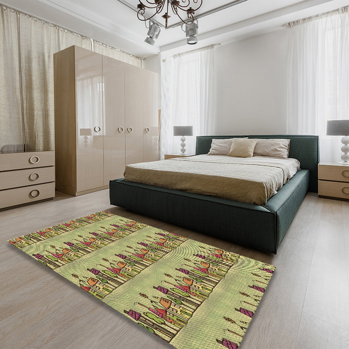 Patterned Oak Brown Rug in a Bedroom, pat3114brn