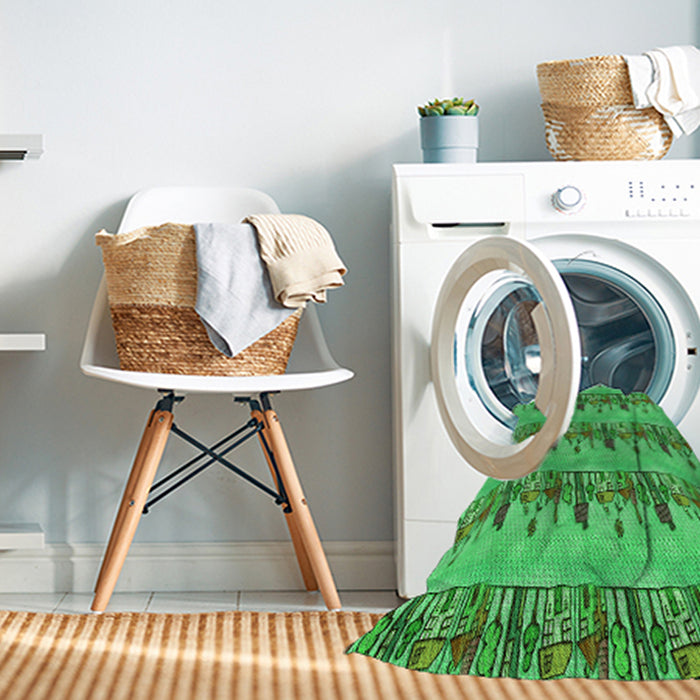 Machine Washable Transitional Forest Green Rug in a Washing Machine, wshpat3114grn