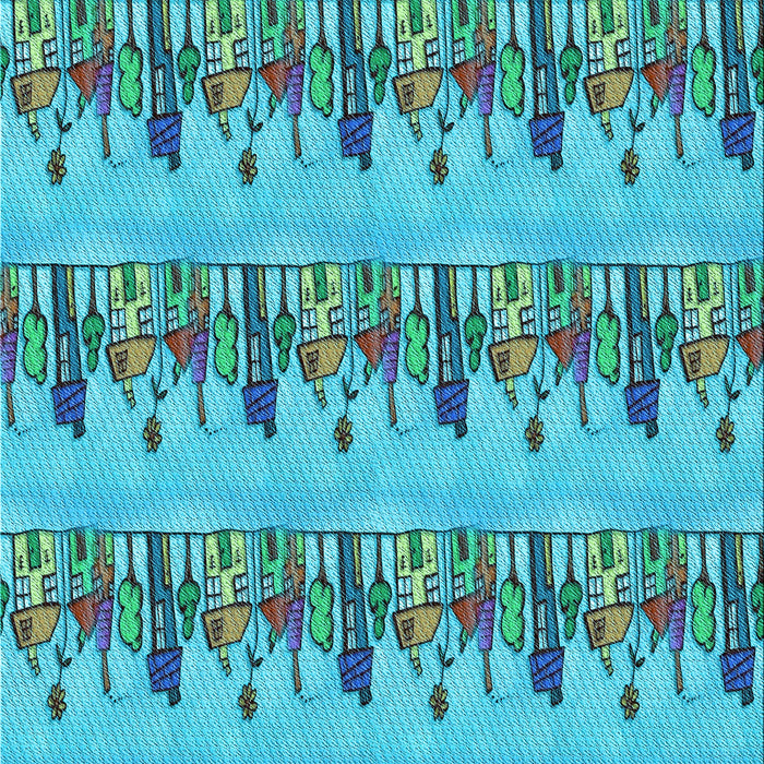 Machine Washable Transitional Deep-Sea Green Rug, wshpat3114lblu