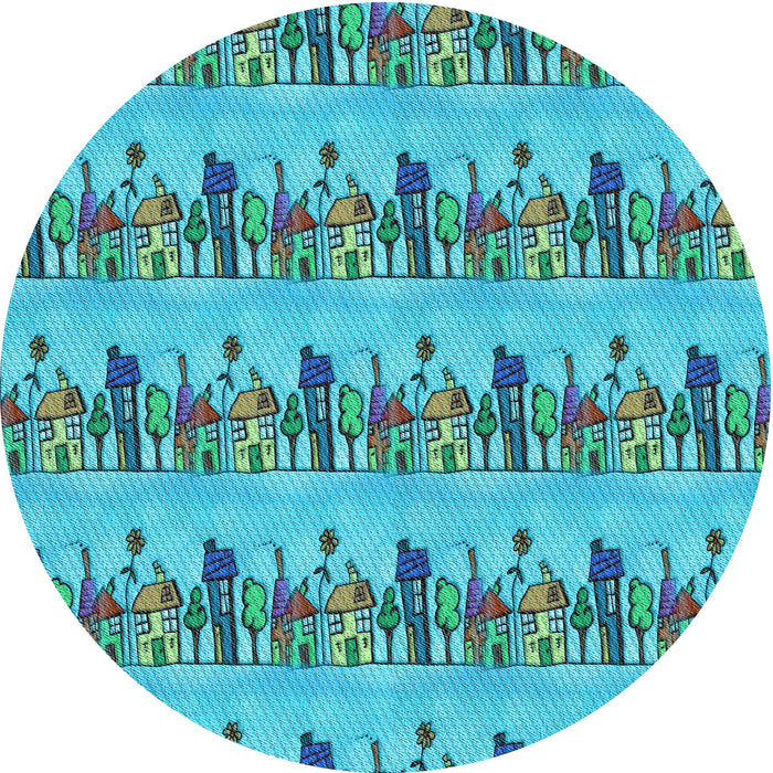 Square Machine Washable Transitional Deep-Sea Green Rug in a Living Room, wshpat3114lblu