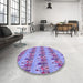 Round Patterned Purple Violet Purple Rug in a Office, pat3114pur