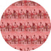 Square Patterned Light Coral Pink Rug, pat3114rd