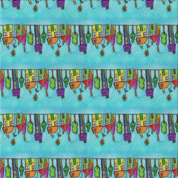 Square Patterned Sky Blue Novelty Rug, pat3114