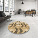 Round Patterned Brown Rug in a Office, pat3115brn