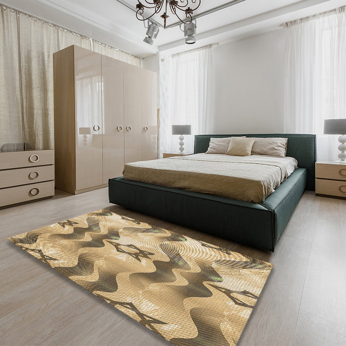 Patterned Brown Rug in a Bedroom, pat3115brn