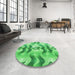 Round Patterned Green Rug in a Office, pat3115grn