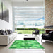 Square Patterned Green Rug in a Living Room, pat3115grn