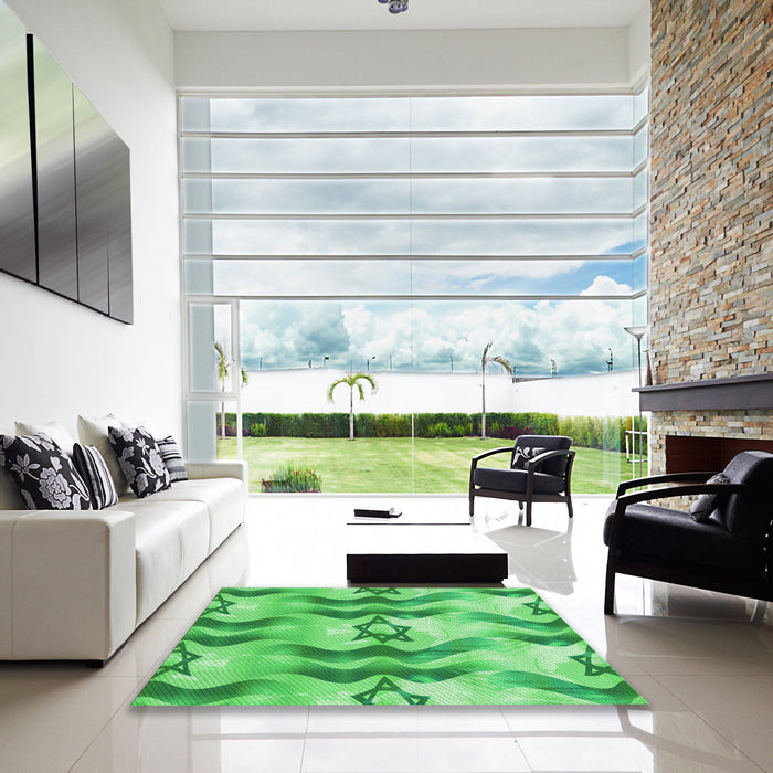 Machine Washable Transitional Green Rug in a Kitchen, wshpat3115grn