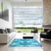 Square Patterned Deep Sky Blue Rug in a Living Room, pat3115lblu