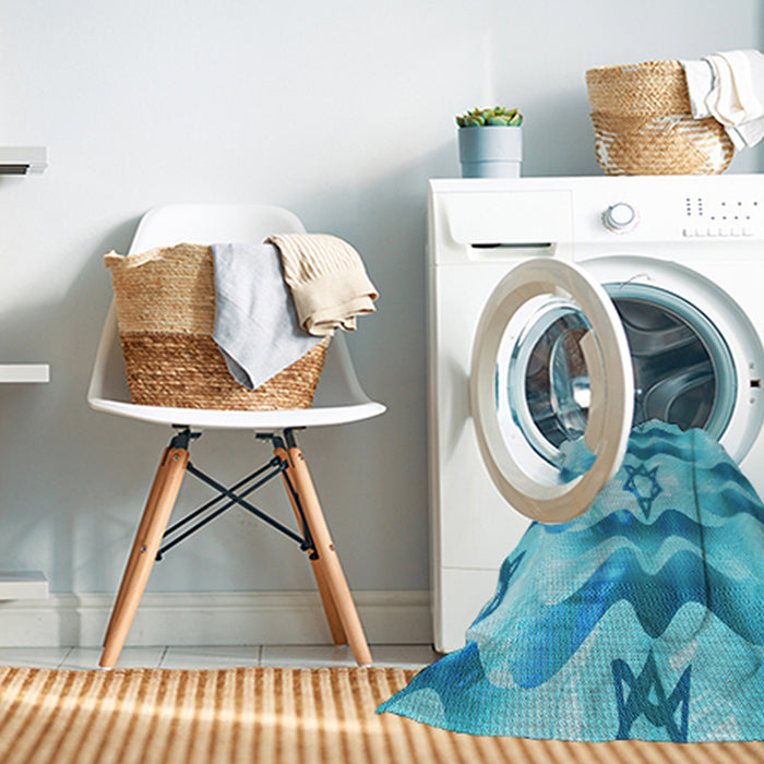 Machine Washable Transitional Deep Sky Blue Rug in a Washing Machine, wshpat3115lblu