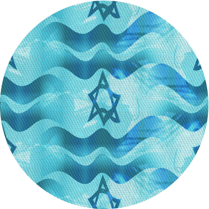 Square Patterned Deep Sky Blue Rug, pat3115lblu