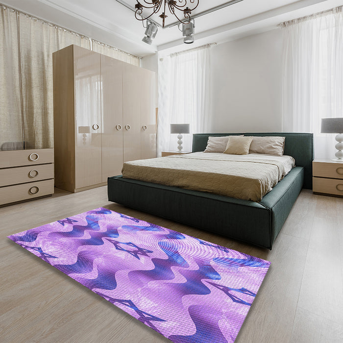 Patterned Mauve Purple Rug in a Bedroom, pat3115pur