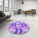 Round Patterned Mauve Purple Rug in a Office, pat3115pur