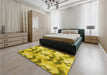 Patterned Yellow Rug in a Bedroom, pat3115yw