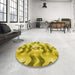 Round Patterned Yellow Rug in a Office, pat3115yw