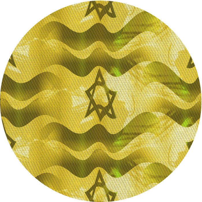 Square Patterned Yellow Rug, pat3115yw