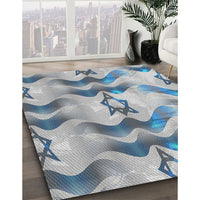 Patterned Blue Novelty Rug, pat3115